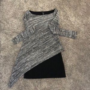 half black half gray long sleeve shirt